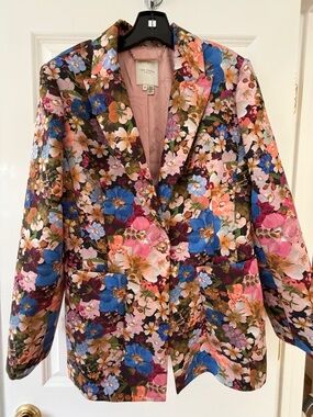 Ted Baker Pink Floral Blazer with Blue and Green Accents